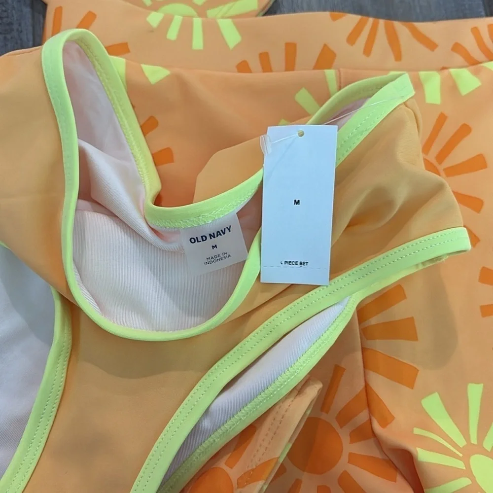 Old Navy sunshine yellow four piece swim set size medium